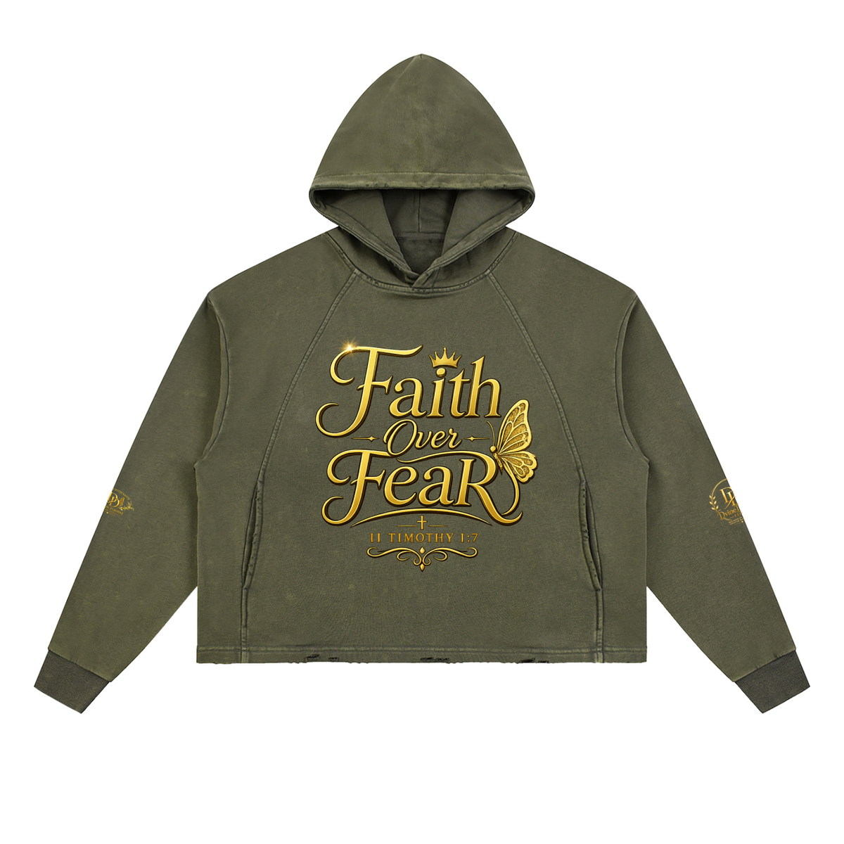 Vintage Washed Frayed-Hem Hoodie
