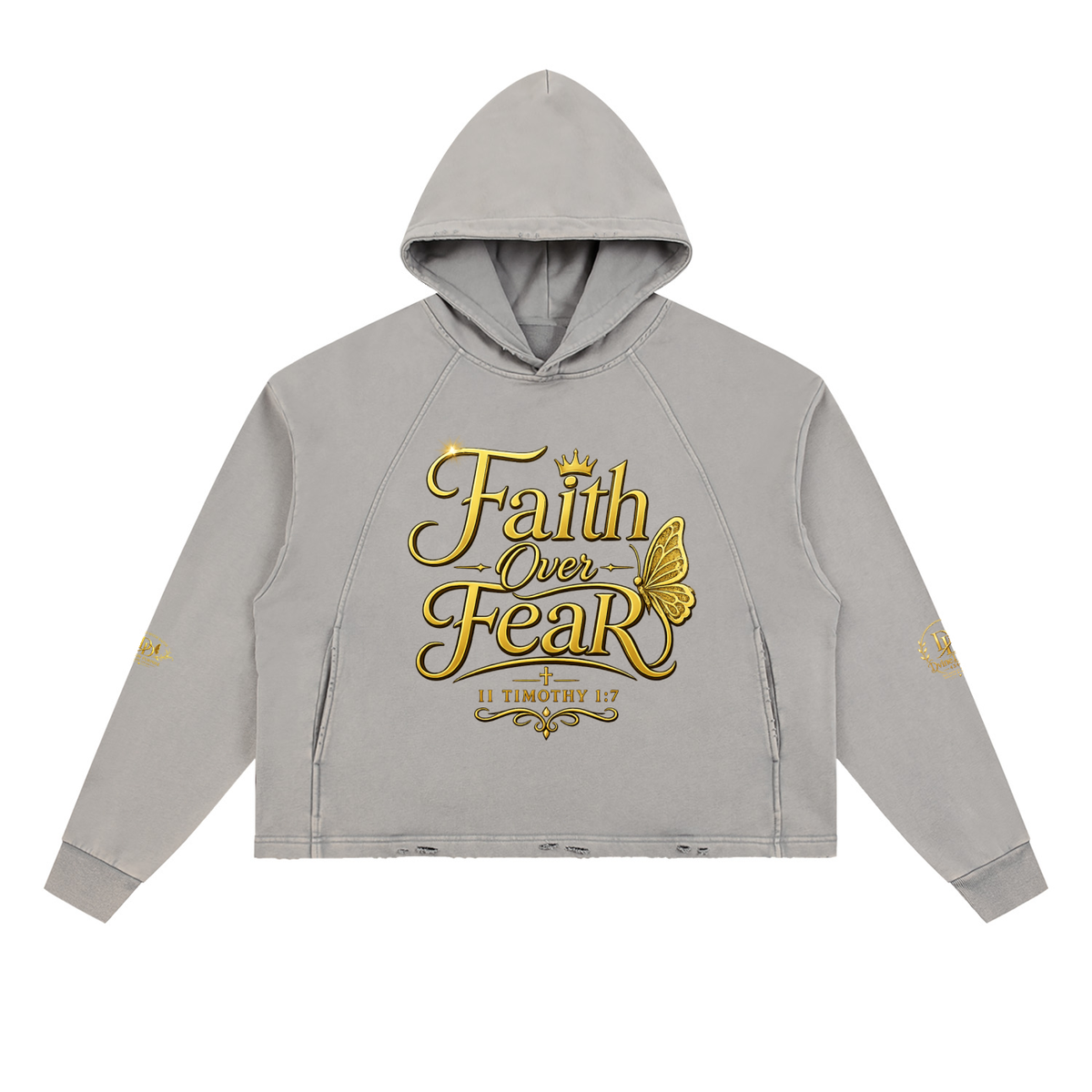 Vintage Washed Frayed-Hem Hoodie