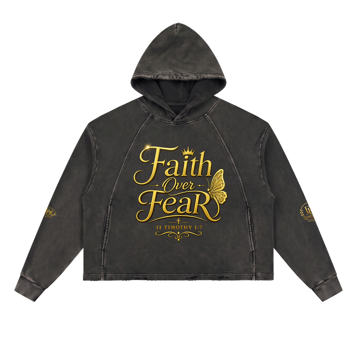 Vintage Washed Frayed-Hem Hoodie