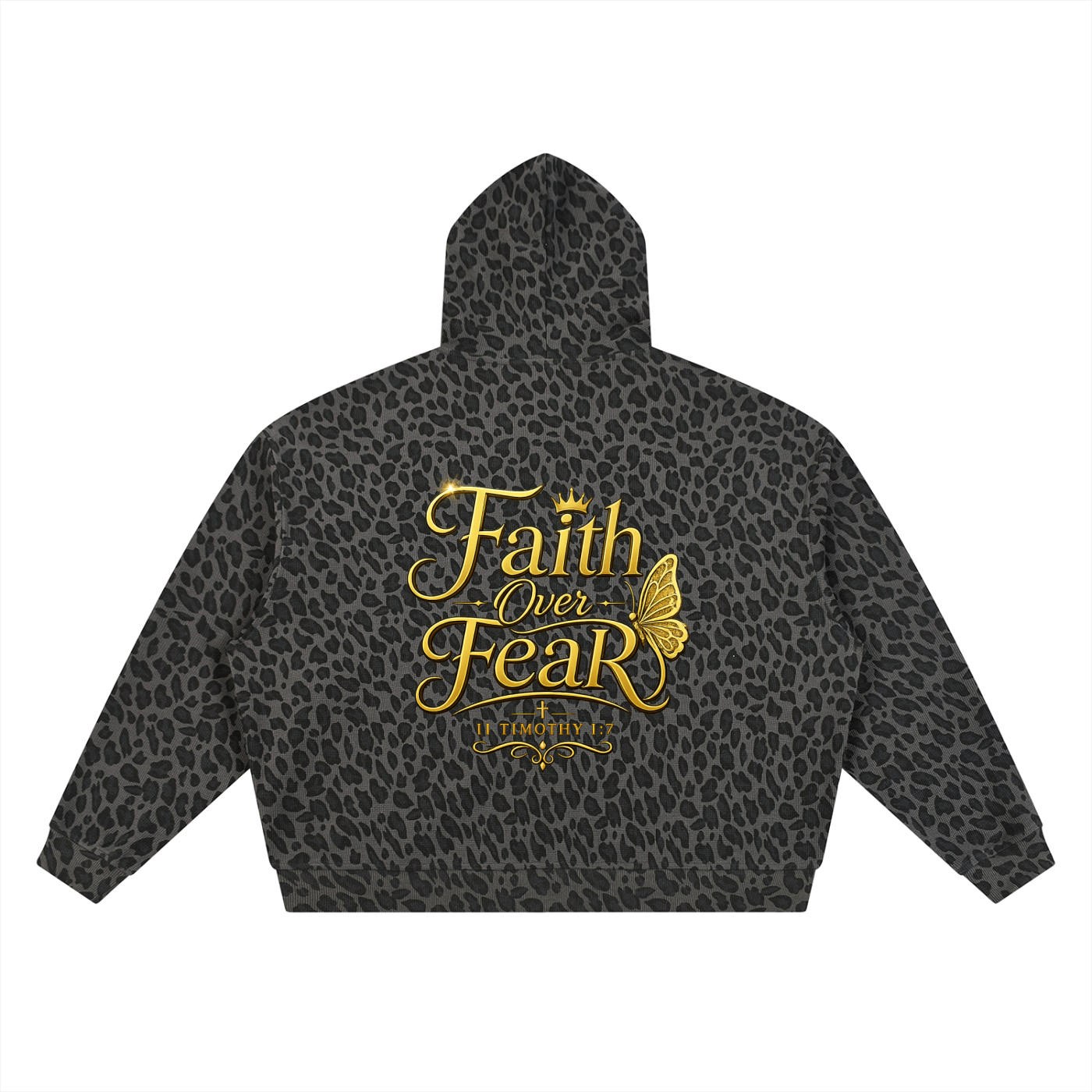 Unisex Leopard Print Waffle Full Zip Hoodie