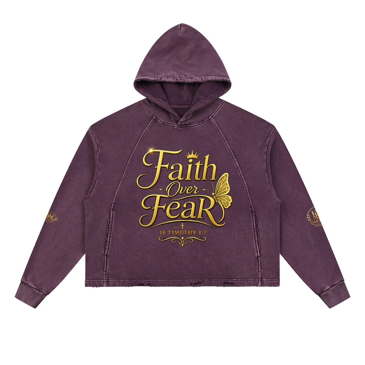 Vintage Washed Frayed-Hem Hoodie