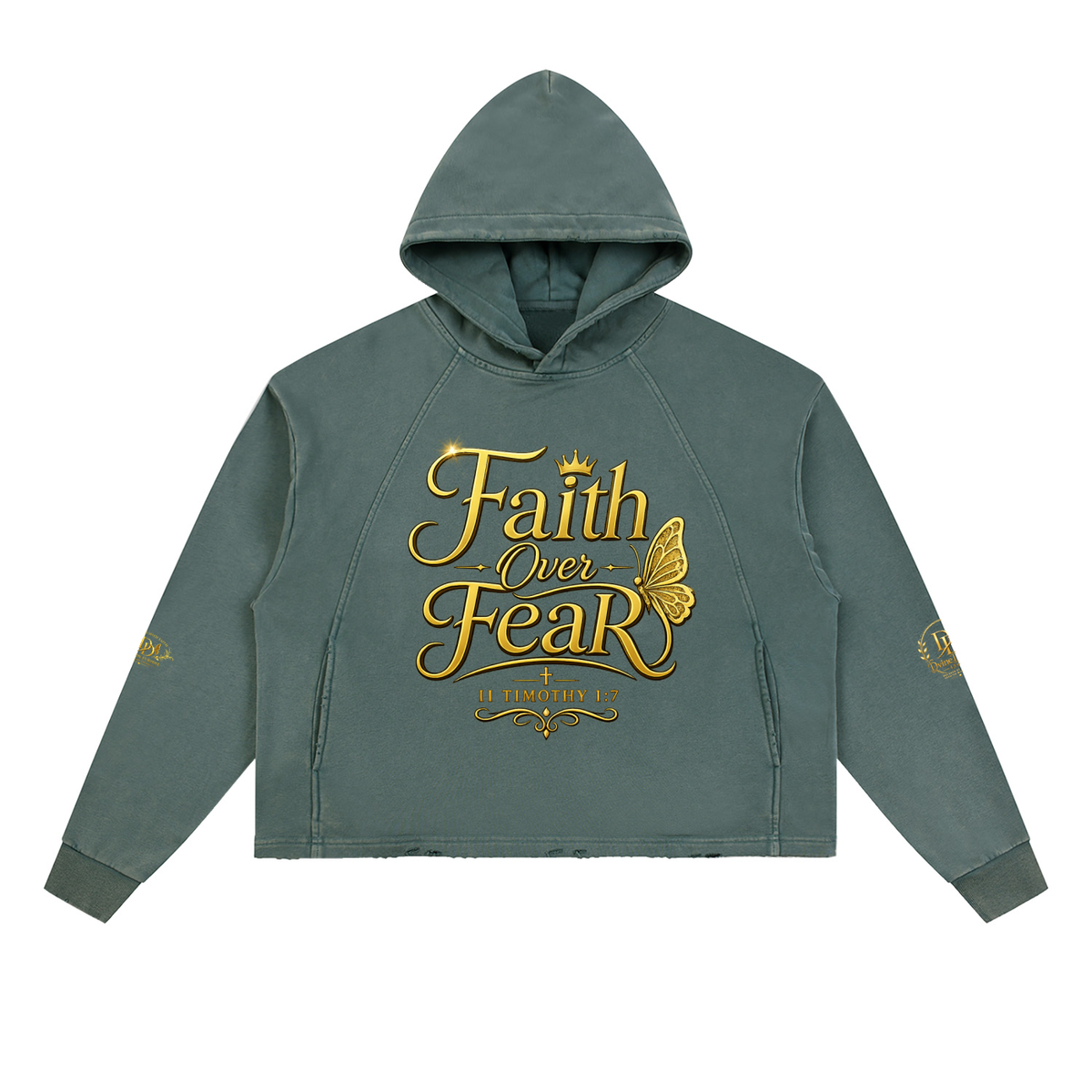 Vintage Washed Frayed-Hem Hoodie