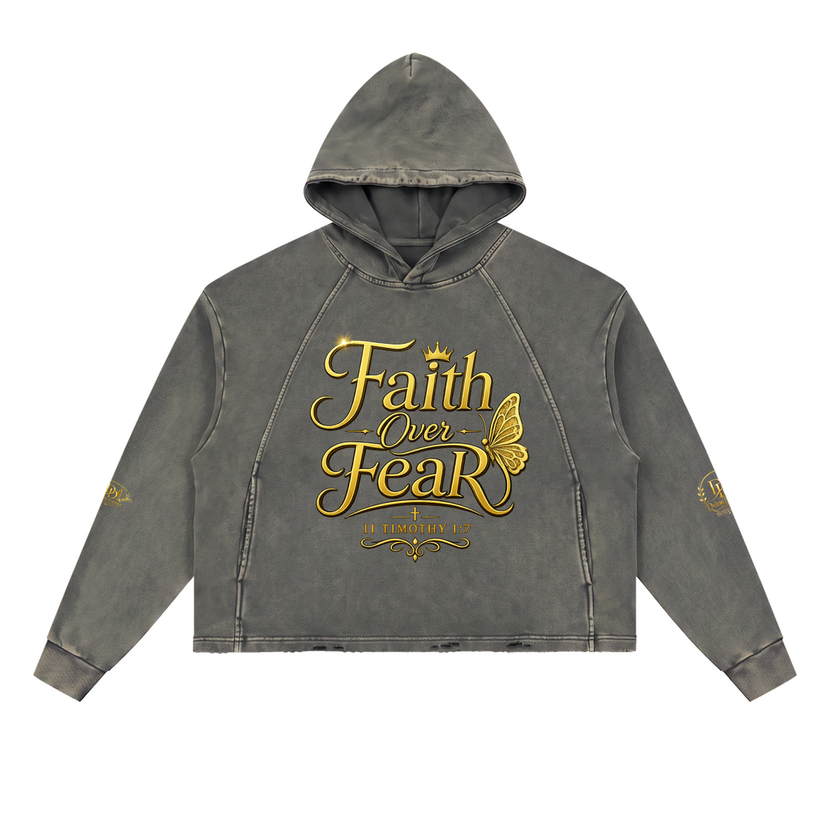 Vintage Washed Frayed-Hem Hoodie