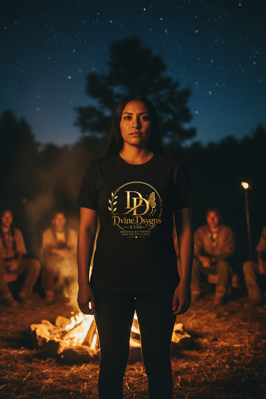 Native Woman at Campfire - Dvine Dsygns T-Shirt